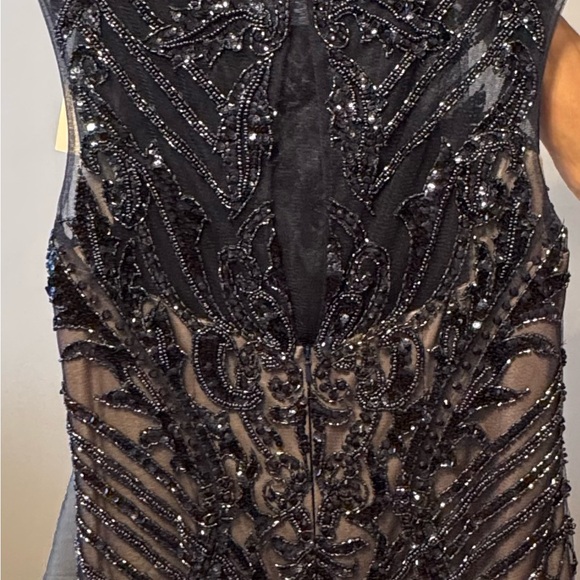 Mon Cheri Black and Tan Sequin Embellished Gown for Prom - Picture 3 of 3